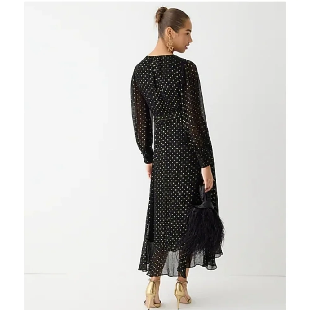 50. J.Crew Ruffle-hem Lurex® chiffon wrap dress